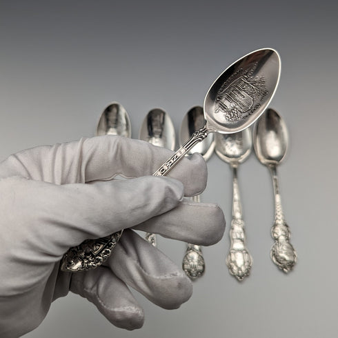 約 1900 年美國古董純銀紀念品湯匙 x6 茶匙大小總計 100 克